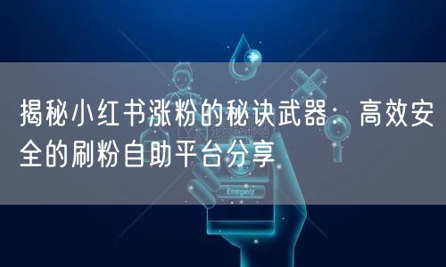 揭秘小红书涨粉的秘诀武器:高效安全的刷粉自助平台分享